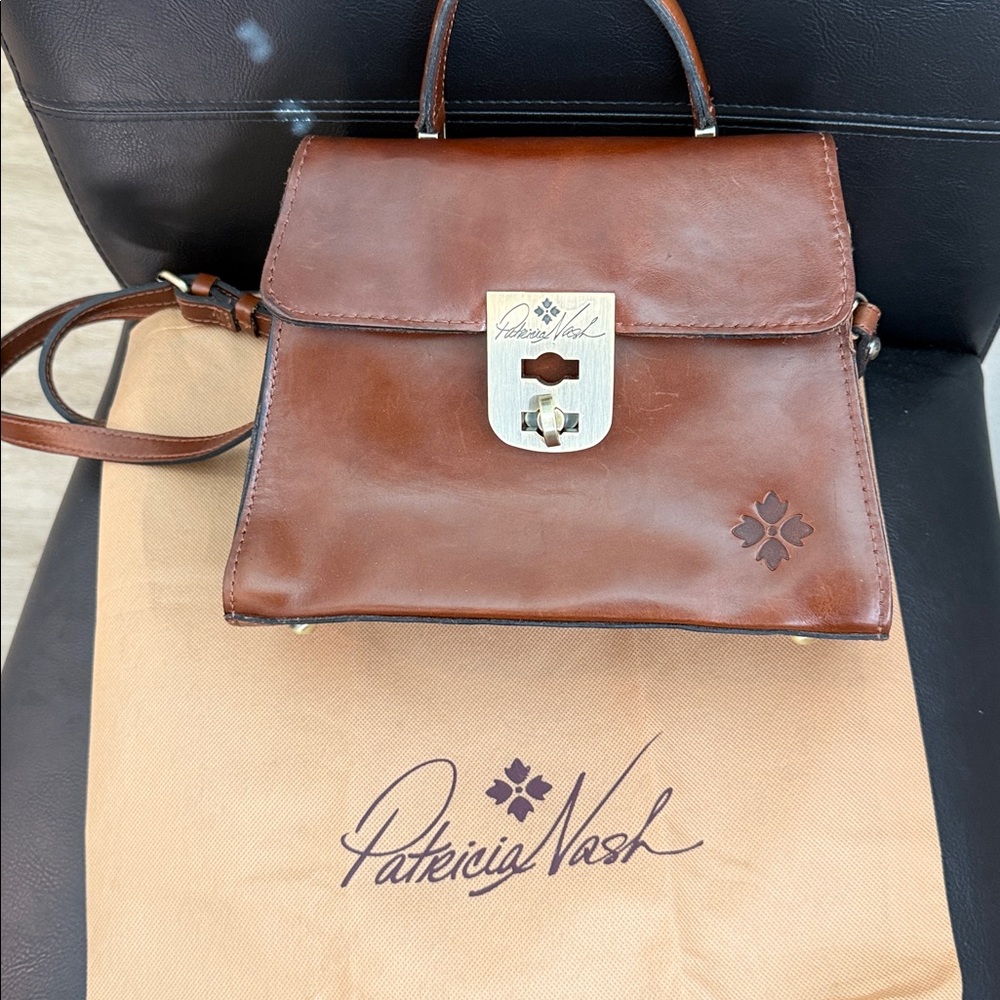 Patricia Nash Chauny Leather Onstage Distressed Crossbody Satchel Purse - Picture 2 of 7